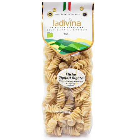MAKARON ELICHE GIGANTI RIGATE duże świderki BIO 500G La Divina
