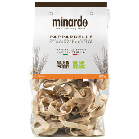 MAKARON PAPPARDELLE INTEGRALI WSTĄŻKI PEŁNOZIARNISTY BIO 500g Minardo