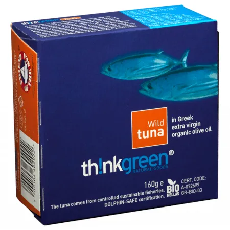 Dziki tuńczyk w ekologicznej oliwie z oliwek Extra Virgin 160 g thinkgreen