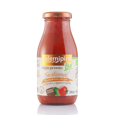 SUGO PRONTO DI POMODORINO BIO SOS POMIDOROWY ALLA SICILIANA KAPARY ZIOŁA BIO 250G Salemipina