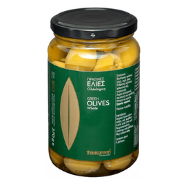 Greckie zielone oliwki bez pestek, w zalewie - thinkgreen BIO 370 g