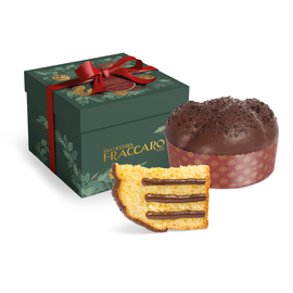 Włoska babka Panettone z kremem orzechowo-czekoladowym i polewą czekoladową 750 g Pasticceria Fraccaro
