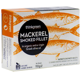Wędzony filet z makreli w ekologicznej oliwie z oliwek Extra Virgin 110 g thinkgreen