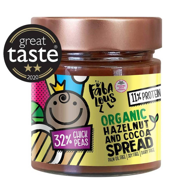 FABALOUS ORGANIC HAZELNUT bezglutenowy wegański KREM CZEKOLADOWY Z ORZECHÓW LASKOWYCH I KAKAO na bazie ciecierzycy BIO 200g Coppola Foods | ekologiczny włoski