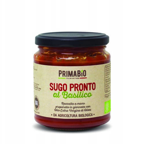 GOTOWY SOS DO MAKARONU SUGO PRONTO AL BASILICO BIO POMIDOROWY Z BAZYLIĄ 280G PrimaBio